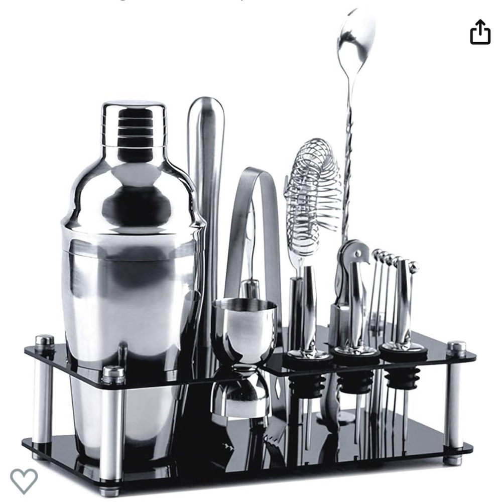 Cocktail Shaker Set 18 Pcs Bartender Kit with Stand Stainless Steel Bar Tools